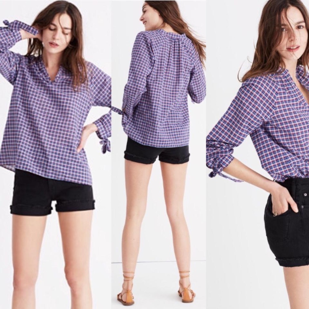 Madewell Tie Sleeve Popover Blouse